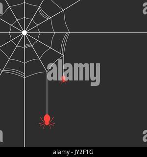 white cobweb with red spiders Stock Vector