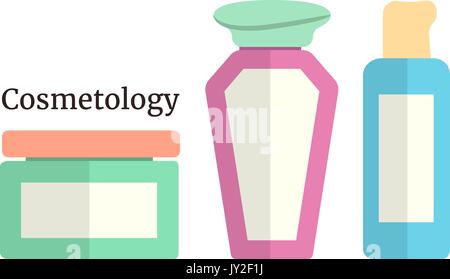 cosmetology with colored flacons Stock Vector