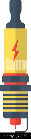 yellow and red spark-plug icon with lightning sign Stock Vector