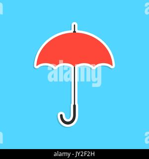 red umbrella sticker isolated on blue background Stock Vector