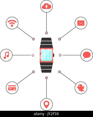 smart watches with social media icons Stock Vector
