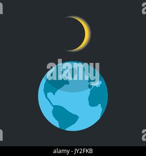 solar eclipse with shadow on planet earth Stock Vector