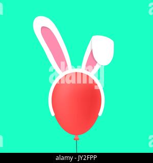 rabbit ears mask on red baloon Stock Vector