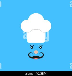 physiognomy of chef on blue background Stock Vector