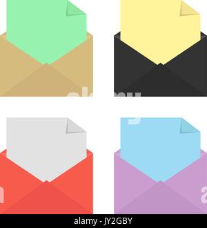 set of four open colored envelopes Stock Vector