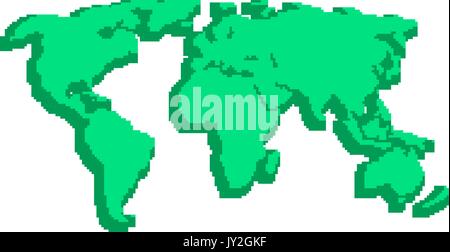 green 3d world map like pix elements Stock Vector