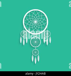 white dream catcher with shadow Stock Vector