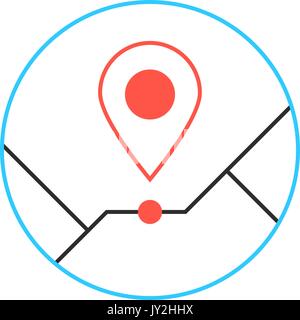 outline pin icon from thin line Stock Vector