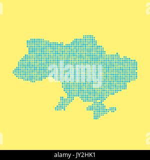 blue ukrainian map from dots Stock Vector