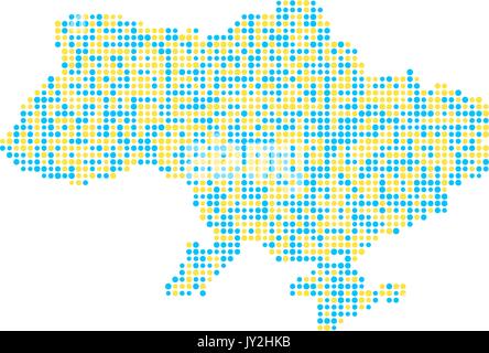 yellow and blue ukrainian map from points Stock Vector