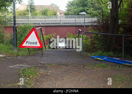 17th August 2017, Park Drive,Wickford Essex, Flooded underpass Stock Photo