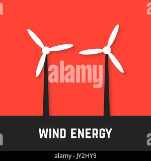 black and white wind motors on red background Stock Vector