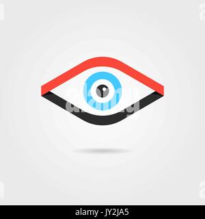 eye logotype from red and black ribbons Stock Vector