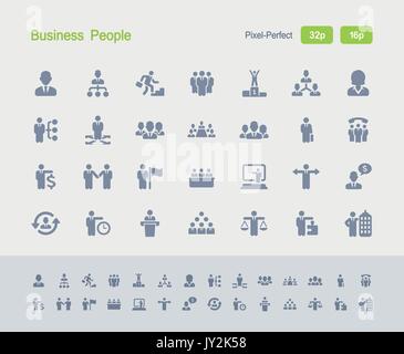 A set of 28 professional, pixel-perfect vector icons designed on a 32x32 pixel grid and redesigned on a 16x16 pixel grid for very small sizes. Stock Vector