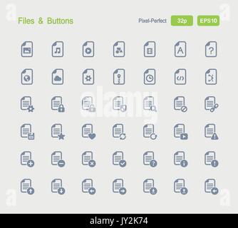 A set of 42 professional, pixel-perfect vector icons designed on a 32x32 pixel grid. Stock Vector