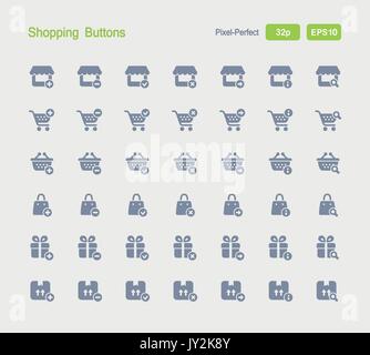 A set of 42 professional, pixel-perfect vector icons designed on a 32x32 pixel grid. Stock Vector