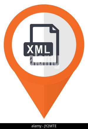 Xml file orange pointer vector icon in eps 10 isolated on white background. Stock Vector