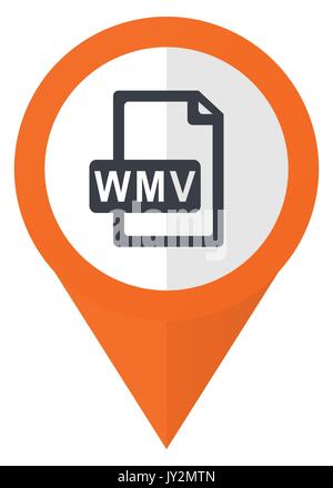 Wmv file orange pointer vector icon in eps 10 isolated on white background. Stock Vector