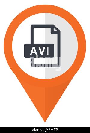 Avi file orange pointer vector icon in eps 10 isolated on white background. Stock Vector