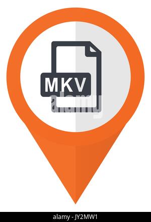 Mkv file orange pointer vector icon in eps 10 isolated on white background. Stock Vector