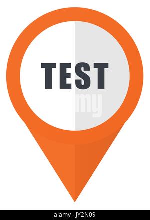 Test orange pointer vector icon in eps 10 isolated on white background. Stock Vector
