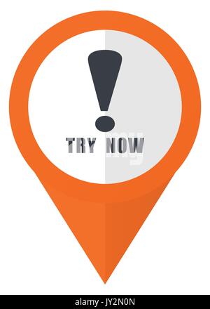 Try now orange pointer vector icon in eps 10 isolated on white background. Stock Vector