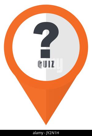 Quiz orange pointer vector icon in eps 10 isolated on white background. Stock Vector