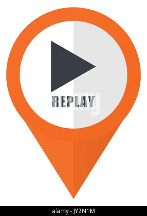Replay orange pointer vector icon in eps 10 isolated on white background. Stock Vector