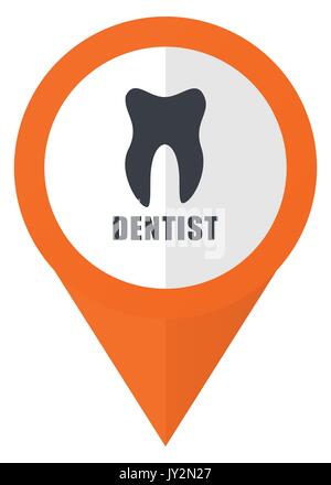 Dentist orange pointer vector icon in eps 10 isolated on white background. Stock Vector