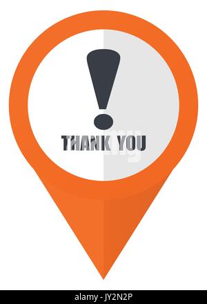 Thank you orange pointer vector icon in eps 10 isolated on white background. Stock Vector