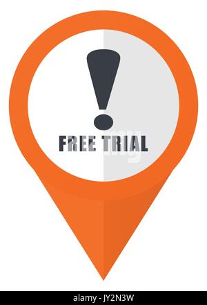 Free trial orange pointer vector icon in eps 10 isolated on white background. Stock Vector