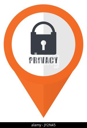 Privacy orange pointer vector icon in eps 10 isolated on white background. Stock Vector