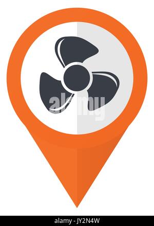 Fan orange pointer vector icon in eps 10 isolated on white background. Stock Vector