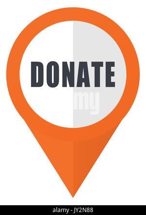 Donate orange pointer vector icon in eps 10 isolated on white background. Stock Vector