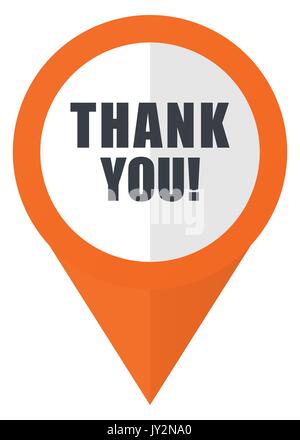 Thank you orange pointer vector icon in eps 10 isolated on white background. Stock Vector