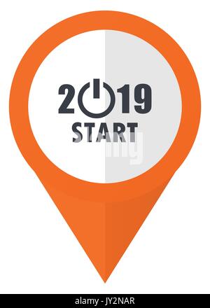 New year 2019 orange pointer vector icon in eps 10 isolated on white background. Stock Vector