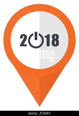 New year 2018 orange pointer vector icon in eps 10 isolated on white background. Stock Vector