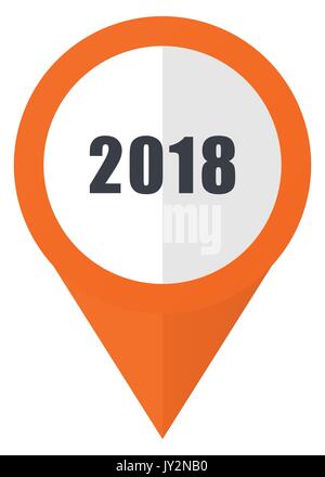 New year 2018 orange pointer vector icon in eps 10 isolated on white background. Stock Vector