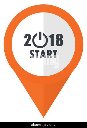 New year 2018 orange pointer vector icon in eps 10 isolated on white background. Stock Vector
