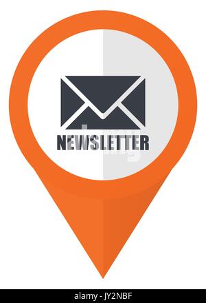 Newsletter orange pointer vector icon in eps 10 isolated on white background. Stock Vector