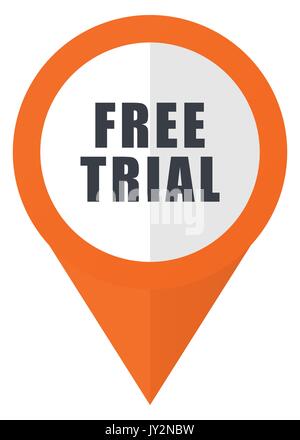 Free trial orange pointer vector icon in eps 10 isolated on white background. Stock Vector