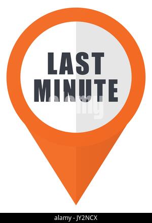 Last minute orange pointer vector icon in eps 10 isolated on white background. Stock Vector