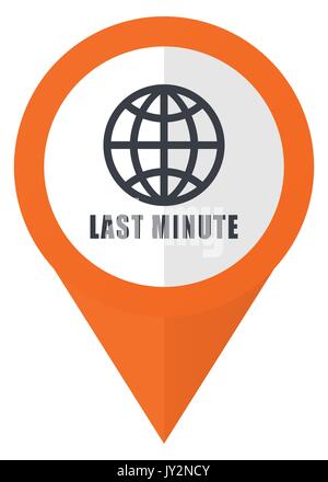 Last minute orange pointer vector icon in eps 10 isolated on white background. Stock Vector