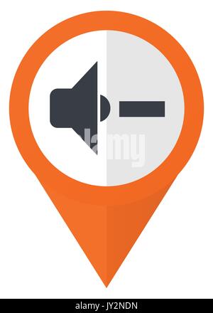 Speaker volume orange pointer vector icon in eps 10 isolated on white background. Stock Vector