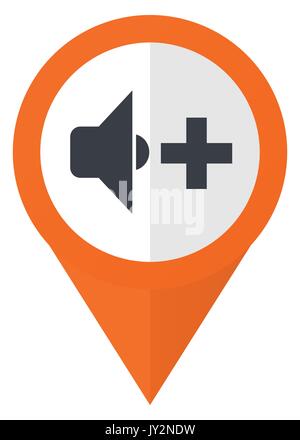 Speaker volume orange pointer vector icon in eps 10 isolated on white background. Stock Vector