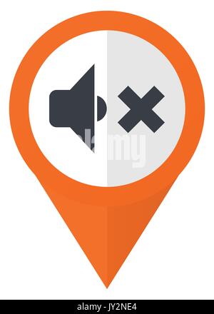 Speaker volume orange pointer vector icon in eps 10 isolated on white background. Stock Vector