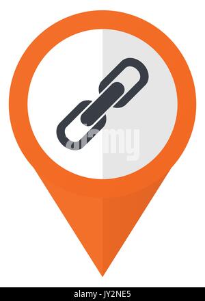 Link orange pointer vector icon in eps 10 isolated on white background. Stock Vector