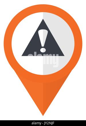 Exclamation sign orange pointer vector icon in eps 10 isolated on white background. Stock Vector