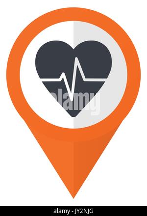 Pulse orange pointer vector icon in eps 10 isolated on white background. Stock Vector