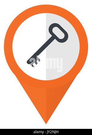 Key orange pointer vector icon in eps 10 isolated on white background. Stock Vector